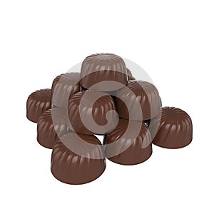 Chocolate candies isolated on white background, 3d rendering