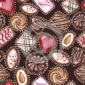 Chocolate candies seamless pattern. Design for textiles, napkins, tapestries, tablecloths, wrapping paper.