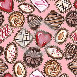 Chocolate candies seamless pattern. Design for textiles, napkins, tapestries, tablecloths, wrapping paper.