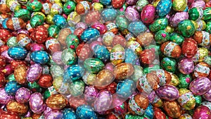 Chocolate candy Easter egg wrapped in foil