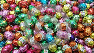 Chocolate candy Easter egg wrapped in foil