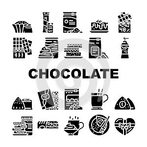 chocolate candy food dessert icons set vector