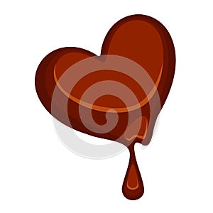 Chocolate candy in heart shape isolated on white.