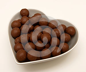 Chocolate Candy in Heart Shaped Bowl