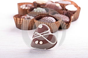 Chocolate candy. Heart shaped chocolates