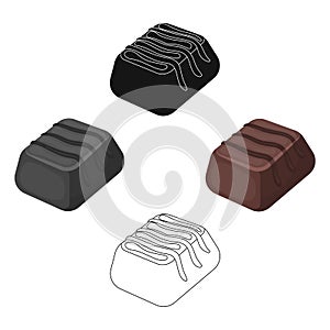 Chocolate candy icon in cartoon,black style isolated on white background. Chocolate desserts symbol stock vector