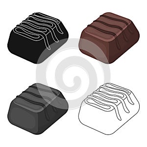 Chocolate candy icon in cartoon style isolated on white background. Chocolate desserts symbol stock vector illustration.