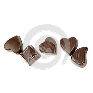 Chocolate candy isolated on white , Set or collection. There is free space for text