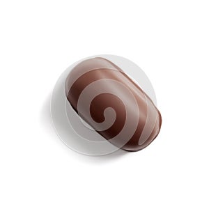 Chocolate candy with nougat on white, isolated
