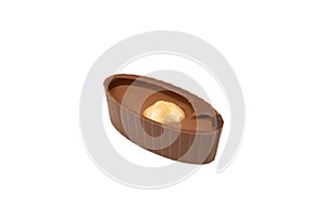 Chocolate candy with a nut isolated on a white background