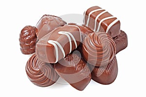 Chocolate candy on a white background