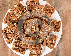 Chocolate caramel brownies with nuts