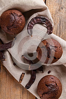 Chocolate carob cupcakes cooking with carob powder and carob pods