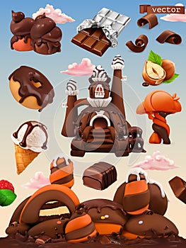 Chocolate castle cartoon illustration