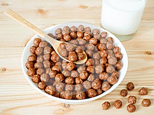 Chocolate cereal balls in a bowl