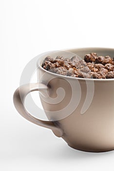 Chocolate cereal in cup