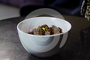 Chocolate cereal white bowl