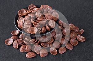 Chocolate cereals in bowl