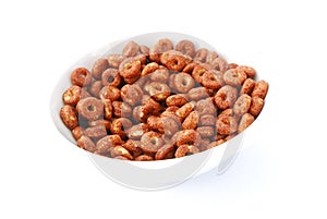 Chocolate cereals on white