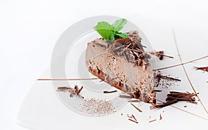 Chocolate cheesecake with mint