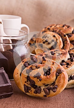 Chocolate chip brioche buns.