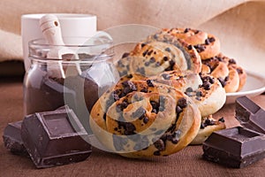 Chocolate chip brioche buns.