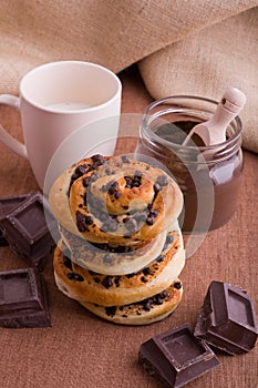 Chocolate chip brioche buns.