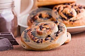 Chocolate chip brioche buns.