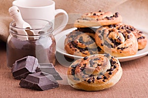 Chocolate chip brioche buns.