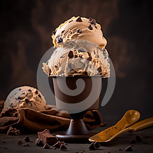 Chocolate chip coffee ice cream. Generative Ai