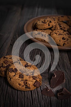 Chocolate chip coockies rustic photo