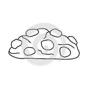 Chocolate chip cookie, side view, doodle style flat vector outline for coloring book