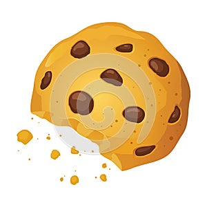 Chocolate Chip Cookies With Bite Mark Vector Illustration
