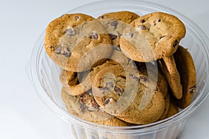 Chocolate chip cookies in bowl