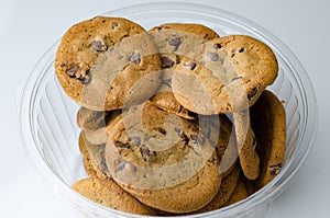 Chocolate chip cookies in bowl