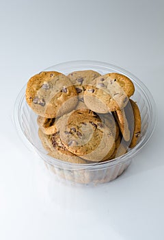 Chocolate chip cookies in bowl