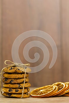 Chocolate chip cookies. Cinnamon sticks, cardamom and star anise.