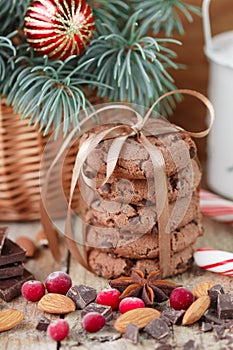 Chocolate chip cookies, cranberry and chocolate. Christmas gifts