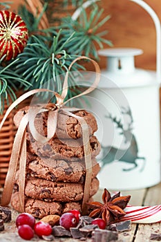 Chocolate chip cookies, cranberry and chocolate. Christmas gifts