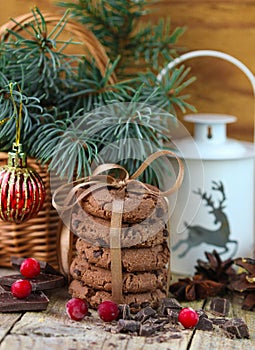 Chocolate chip cookies, cranberry and chocolate. Christmas gifts