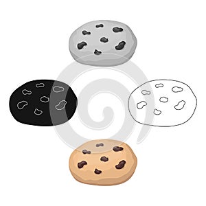 Chocolate chip cookies icon in cartoon,black style isolated on white background. Chocolate desserts symbol stock vector