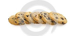 Chocolate chip cookies isolated on white