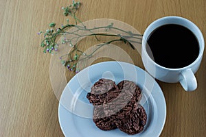 Chocolate Chip Cookies and java coffee