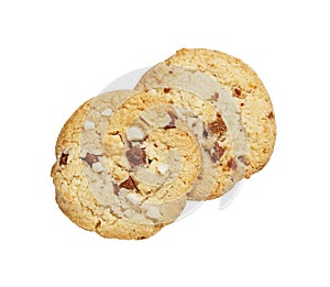 The chocolate chip and macadamia cookies couple isolated