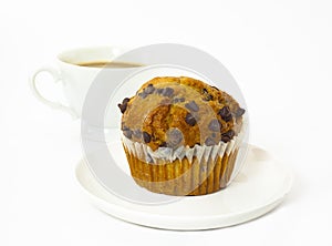 Chocolate chip muffin and coffee