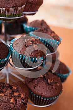 Chocolate chip muffins close up photo