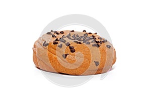 Chocolate Chips Coffee Bun isolated on white