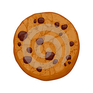 Chocolate chips cookie vector illustration