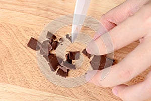 Chocolate on a chopping board