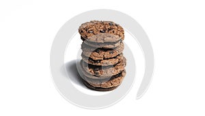 chocolate chunk cookies on a bright white background